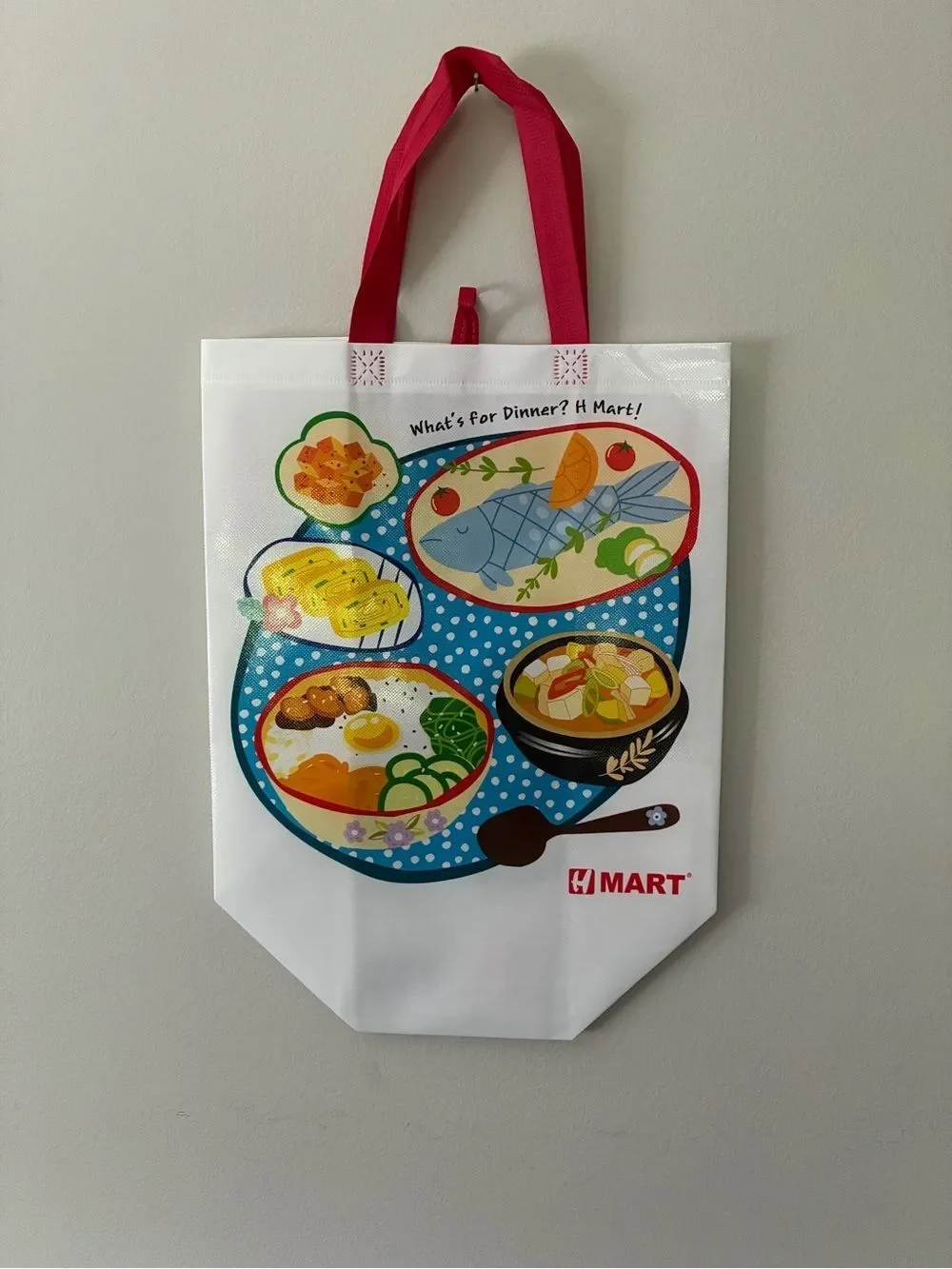 NWOT HMart “What’s for Dinner?” Reusable Tote Bag – Korean Food Graphic